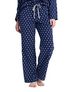 LAPASA Damen Fleece Pyjamahose soft warm Loungehose mit Taschen Relaxed Fit L109, Navy Blau gepunktet, L von LAPASA