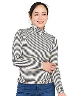 LAPASA Damen Rollkragen Thermounterhemd, Innenfleece Thermounterwäsche langärmliges Thermo-Shirt Funktionsunterwäsche Oberteil (L88), Schwarz gestreift (warm), M von LAPASA