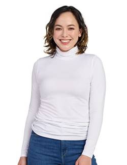 LAPASA Damen Rollkragen Thermounterhemd, Innenfleece Thermounterwäsche langärmliges Thermo-Shirt Funktionsunterwäsche Oberteil (L88), Weiß (warm), L von LAPASA