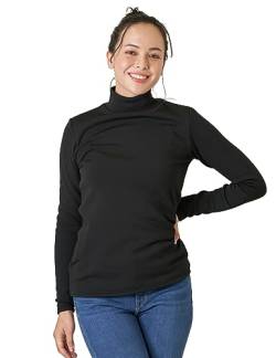 LAPASA Damen Stehkragen Thermounterhemd, Innenfleece Thermounterwäsche langärmliges Thermo-Shirt Funktionsunterwäsche Oberteil (L116 Extra Warm), Schwarz (Extra warm), 2XL von LAPASA