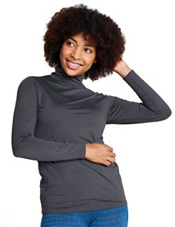 LAPASA Damen Stehkragen Thermounterhemd, Innenfleece Thermounterwäsche langärmliges Thermo-Shirt Funktionsunterwäsche Oberteil (L87 Warm), Dunkelgrau (warm), S von LAPASA