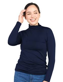 LAPASA Damen Stehkragen Thermounterhemd, Innenfleece Thermounterwäsche langärmliges Thermo-Shirt Funktionsunterwäsche Oberteil (L87 Warm), Navy (warm), M von LAPASA