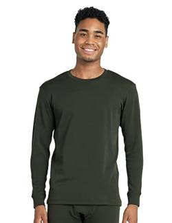 LAPASA Herren 100% Merinowolle Thermo Unterhemd, Premium Merino Wolle Unterwäsche Oberteile Langarmshirt M67, Dunkelgrün (Extra warm), XXL von LAPASA