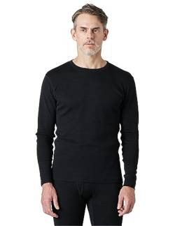 LAPASA Herren 100% Merinowolle Thermo Unterhemd, Premium Merino Wolle Unterwäsche Oberteile Langarmshirt M67, Schwarz meliert (Extra warm), S von LAPASA