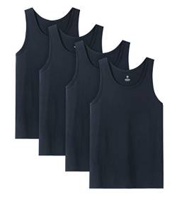 LAPASA Herren 4er Pack Unterhemd 100% Baumwolle Classic Tanktop Atmungsaktiv Rundhals Fitness Achselshirt Muskelshirt M36 von LAPASA