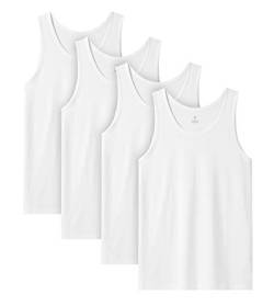 LAPASA Herren 4er Pack Unterhemd 100% Baumwolle Classic Tanktop Atmungsaktiv Rundhals Fitness Achselshirt Muskelshirt M36 von LAPASA