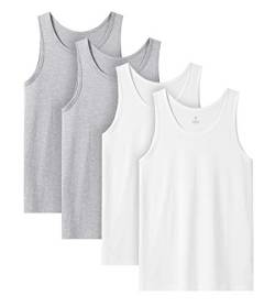 LAPASA Herren 4er Pack Unterhemd 100% Baumwolle Classic Tanktop Atmungsaktiv Rundhals Fitness Achselshirt Muskelshirt M36 von LAPASA