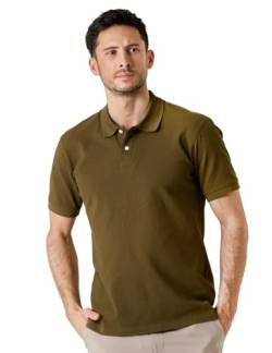 LAPASA Herren Baumwoll Poloshirt Business Casual Kurzarm Polohemd Shirt M19, Olive Grün, M von LAPASA