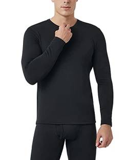 LAPASA Herren Innenfleece Thermo Unterhemd, Thermounterwäsche Oberteil Funktionsunterwäsche M26, Schwarz (Extra warm, 1 Pack Oberteil), XXL von LAPASA