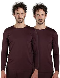 LAPASA Herren Innenfleece Thermo Unterhemd, Thermounterwäsche Oberteil Funktionsunterwäsche M55, Burgund (Wärmer, 2 Pack Oberteile), M von LAPASA