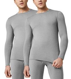 LAPASA Herren Innenfleece Thermo Unterhemd, Thermounterwäsche Oberteil Funktionsunterwäsche M55, Hellgrau (Wärmer, 2 Pack Oberteile), M von LAPASA