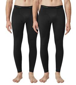 LAPASA Herren Innenfleece Thermo Unterhose, warme Funktionsunterwäsche Thermohosen M10, Schwarz (2 Pack), M von LAPASA