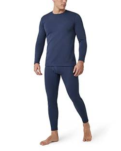 LAPASA Herren Innenfleece Thermounterwäsche Set, Thermounterhemd & Thermohosen Funktionsunterwäsche M24, Blau meliert (Extra warm), XXL von LAPASA