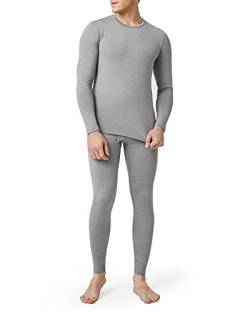 LAPASA Herren Innenfleece Thermounterwäsche Set, Thermounterhemd & Thermohosen Funktionsunterwäsche M57, Hellgrau (Wärmer), XXL von LAPASA