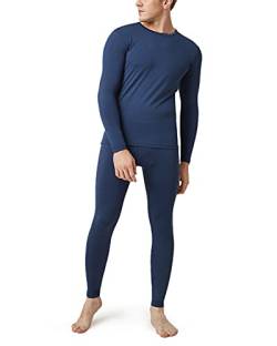 LAPASA Herren Innenfleece Thermounterwäscheset, Thermounterhemd & Thermohosen Funktionsunterwäsche Sets M11, Blau meliert (Warm), XXL von LAPASA