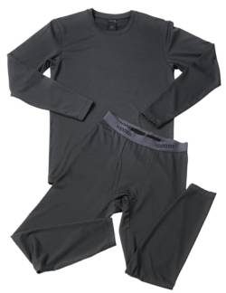 LAPASA Herren Innenfleece Thermounterwäscheset, Thermounterhemd & Thermohosen Funktionsunterwäsche Sets M11, Dunkelgrau meliert (Warm), S von LAPASA