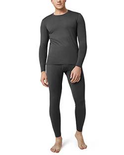 LAPASA Herren Innenfleece Thermounterwäscheset, Thermounterhemd & Thermohosen Funktionsunterwäsche Sets M11, Dunkelgrau meliert (Warm), XL von LAPASA