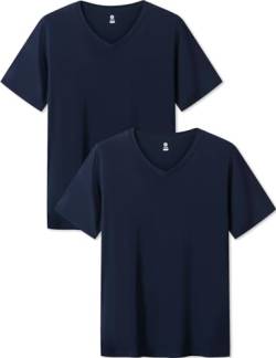LAPASA Herren Micro Modal T-Shirt 2 Pack, Premium Business Kurzarm Unterhemd Rundhalsausschnitt/V-Ausschnitt (M07/M08), V-Ausschnitt: Navy Blau, L von LAPASA