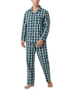 LAPASA Herren Pyjama-Set Baumwolle Schlafanzugset Hose Oberteil M103,M103: Hellgrün + Hellblau, L von LAPASA