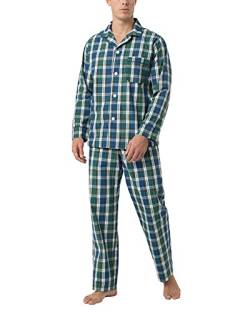 LAPASA Herren Pyjama-Set Baumwolle Schlafanzugset Hose Oberteil M103,M103: Hellgrün + Hellblau, S von LAPASA