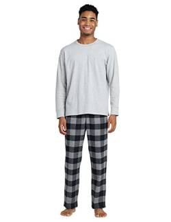 LAPASA Herren Pyjama-Set Relaxed Fit Schlafanzugset, Flanell Hose & Baumwolle Top M79, Hellgrau + Schwarz & Dunkelgrau, M von LAPASA