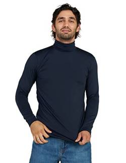 LAPASA Herren Rollkragen Thermounterhemd, Innenfleece Thermounterwäsche langärmliges Thermo-Shirt Funktionsunterwäsche Oberteil (M124), Navy (Wärmer), XXL von LAPASA