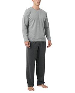 LAPASA Herren Schlafanzugset Pyjama-Set Hose Oberteil M100, M100: Grau Meliert + Dunkelgrau Meliert, XL von LAPASA