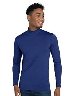 LAPASA Herren Stehkragen Thermounterhemd, Innenfleece Thermounterwäsche langarmliges Thermo Shirt Funktionsunterwäsche Oberteil (M102), Blau (Warm), L von LAPASA