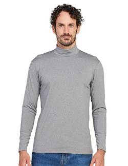 LAPASA Herren Stehkragen Thermounterhemd, Innenfleece Thermounterwäsche langarmliges Thermo Shirt Funktionsunterwäsche Oberteil (M102), Grau meliert (Warm), S von LAPASA