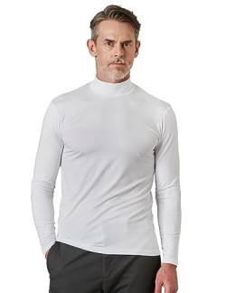 LAPASA Herren Stehkragen Thermounterhemd, Innenfleece Thermounterwäsche langarmliges Thermo Shirt Funktionsunterwäsche Oberteil (M102), Weiß (Warm), M von LAPASA