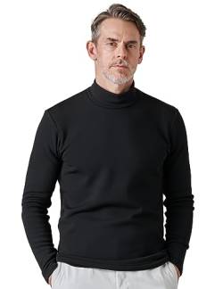 LAPASA Herren Stehkragen Thermounterhemd, Innenfleece Thermounterwäsche langarmliges Thermo Shirt Funktionsunterwäsche Oberteil (M132), Schwarz (Extra warm), M von LAPASA