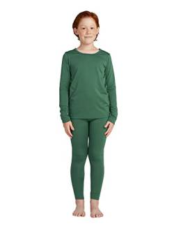 LAPASA Jungen Innenfleece Thermounterwäsche Set, Thermo Unterhemd + Hose Skiunterwäsche Funktionsunterwäsche Sets für Kinder 4-13 Jahre (Thermoflux B03), Dunkelgrün, 13 Jahre von LAPASA