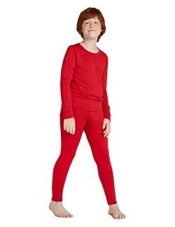 LAPASA Jungen Innenfleece Thermounterwäsche Set, Thermo Unterhemd + Hose Skiunterwäsche Funktionsunterwäsche Sets für Kinder 4-13 Jahre (Thermoflux B03), Rot, 4-5 Jahre von LAPASA