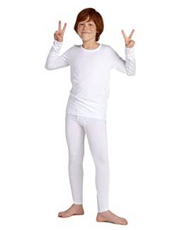 LAPASA Jungen Innenfleece Thermounterwäsche Set, Thermo Unterhemd + Hose Skiunterwäsche Funktionsunterwäsche Sets für Kinder 4-13 Jahre (Thermoflux B03), Weiß, 5-6 Jahre von LAPASA