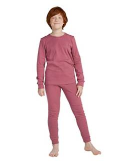 LAPASA Jungen Thermounterwäsche Set 100% Baumwolle - warmes Unterwäsche Set für Kinder, Pyjamaset - Leggings Langarmshirt (Thermoflux B10), Dunkelpink, 11-12 Jahre von LAPASA