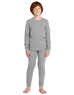 LAPASA Jungen Thermounterwäsche Set 100% Baumwolle - warmes Unterwäsche Set für Kinder, Pyjamaset - Leggings Langarmshirt (Thermoflux B10), Grau, 4-5 Jahre von LAPASA