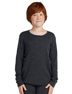 LAPASA Kinder 100% Merinowolle Thermounterhemd, Premium Merino Wolle Warme Thermounterwäsche Unterhemd Unisex K13, Dunkelgrau, 9-10 Jahre von LAPASA
