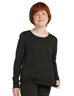 LAPASA Kinder 100% Merinowolle Thermounterhemd, Premium Merino Wolle Warme Thermounterwäsche Unterhemd Unisex K13, Grün, 11-12 Jahre von LAPASA