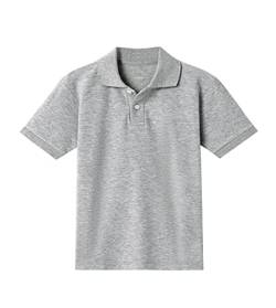 LAPASA Kinder Poloshirt aus 100% Pikee Baumwolle Uni Unisex Uniform T-Shirt K03 (Heather Grey, Large) von LAPASA