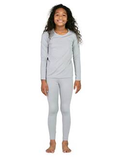 LAPASA Mädchen Innenfleece Thermounterwäsche Set, Thermo Unterhemd + Leggings Skiunterwäsche Funktionsunterwäsche Sets für Kinder 4-13 Jahre G03, Hellgrau Meliert, 4-5 Jahre von LAPASA