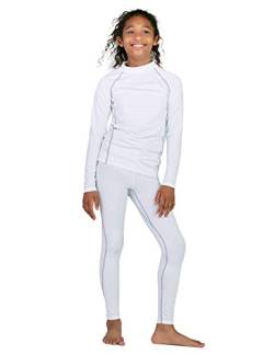 LAPASA Sport Thermounterwäsche Set für Mädchen, atmungsaktive Thermounterhemd und Thermo Leggings, Funktionsunterwäsche Sets für Kinder 4-13 Jahre (Thermoflux G18), Weiß. 5-6 Jahre von LAPASA