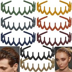 LAPOHI 8 Stück rutschfeste modische mühelose Kunststoff-Stirnbänder mit Zähnenkamm, dünne Haarbänder für Damen, Herren, Teenager, Mädchen, Kammzähne Morandi von LAPOHI