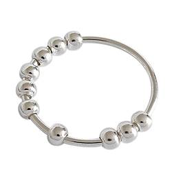 LAPOOH Angst Ring Perlen für Frauen, Perlenring Zappeln Angst Ring Mode Frei Drehen Bead Stressabbau Ringe Groß von LAPOOH