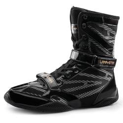 Boxschuhe-Boxtrainingsschuhe für Damen und Herren, Professionelle Boxschuhe, Muay Thai, Boxer, Boxstiefel Boxing Shoes (Ebenholzschwarz, Erwachsene, Herren, 45, Numerisch, EU Schuhgrößensystem, M) von LARA*STAR