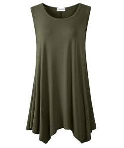 LARACE Damen-Tank-Top, Übergröße, ärmellos, lässig, lockere Tunika, Blusen, Grün (Army Green), Large von LARACE