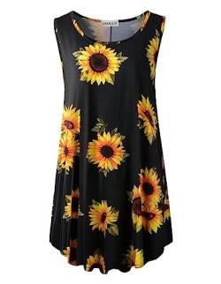 LARACE Tanktops für Damen, Übergröße, ärmellos, Tunika, lässige Sommerkleidung, Swing-Shirts für Leggings, A-sunflower27, 6X von LARACE