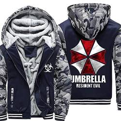 LARGO Kapuzenpullover für Herren Resid.ent Evil, Winter Warme Fleecefutter Jacke mit Reißverschluss, Stylisch Freizeit Sweatjacke Kapuzenjacke Hoodie-Camouflage A||XL von LARGO