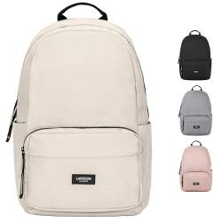 LARKSON Schulrucksack Mädchen & Jungen Teenager Beige - No 3 - Rucksack Damen & Herren für Schule - 16" Laptopfach - Aus Recyceltem PET - Wasserabweisend von LARKSON