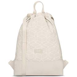 LARKSON Turnbeutel Damen & Herren Beige Gemustert - No 7 - Rucksack Damen für Sport und Festival - Beutel Rucksack Klein mit Innentasche - Außentasche für Schnellzugriff von LARKSON