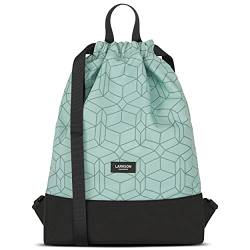 LARKSON Turnbeutel Damen & Herren Mint - No 7 - Rucksack Damen für Sport und Festival - Beutel Rucksack Klein mit Innentasche - Außentasche für Schnellzugriff von LARKSON